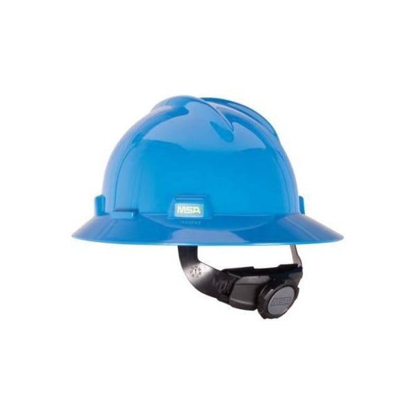 Msa Safety V-Gard Slotted Full-Brim Hat, Bright Lime Green, Withfas-Trac Iii Suspension 815570